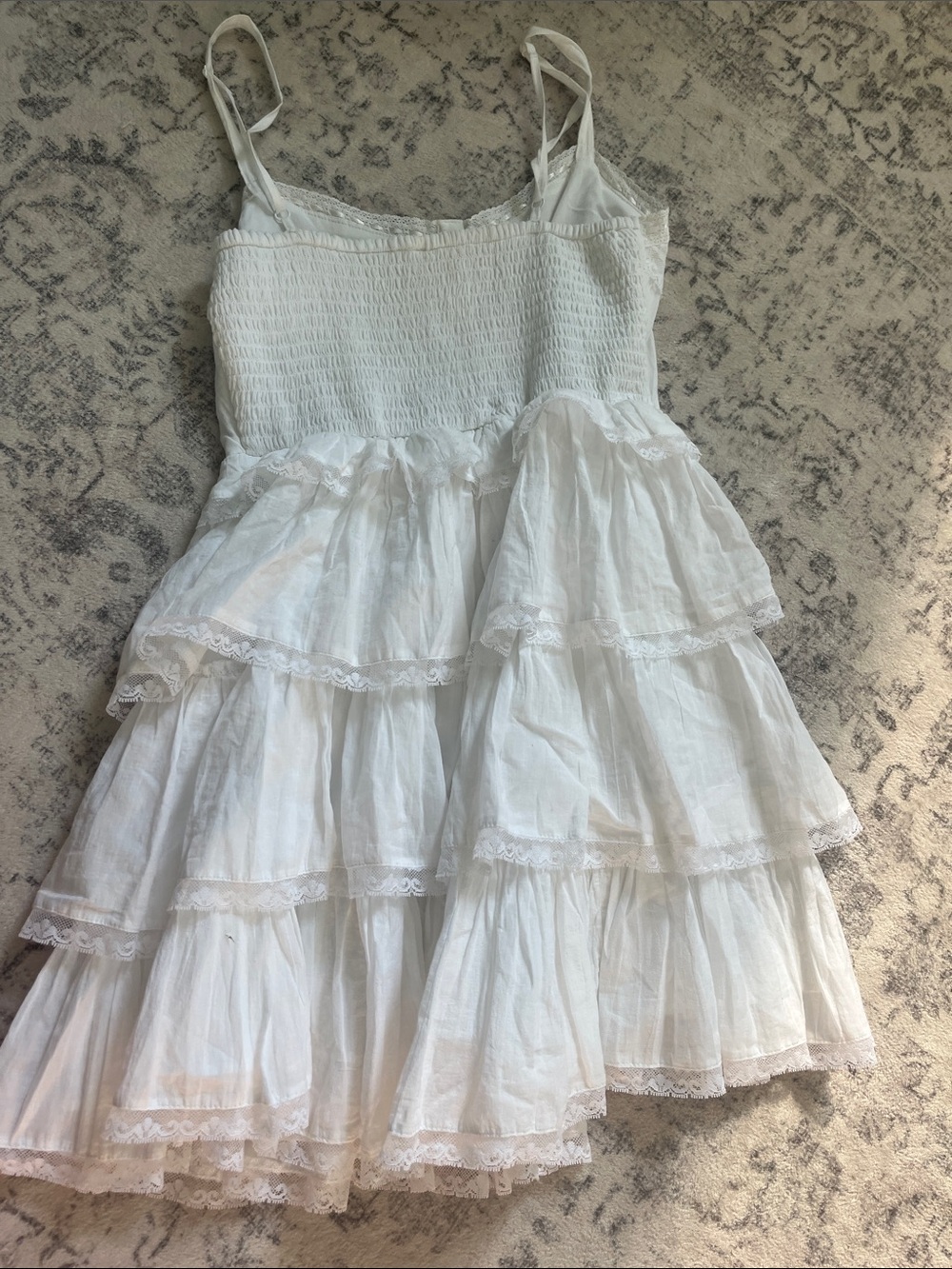 American Eagle Outfitters White Tiered Lace Mini Dress - Picture 4 of 4
